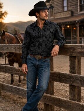 Calvin Klein Crazy Horse Black Casual Button Down Shirt